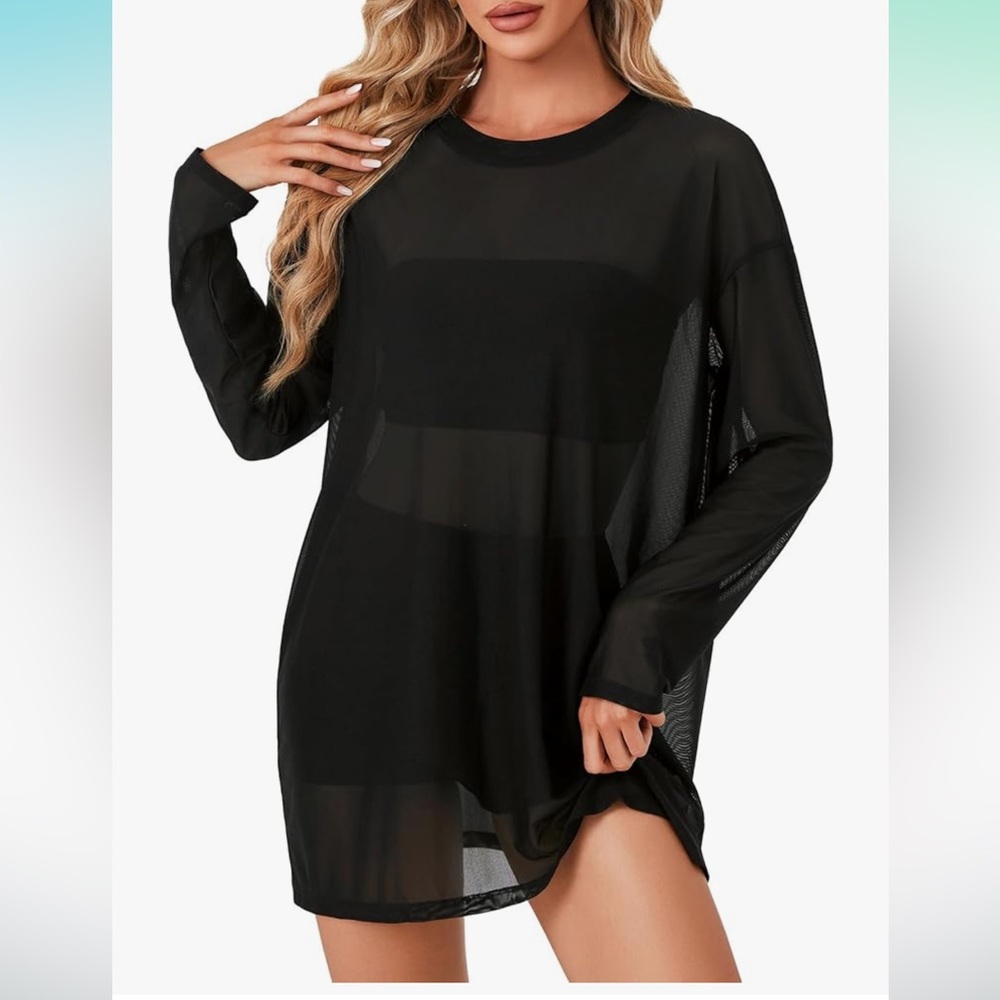 Black Sheer Long Sleeve Shirt